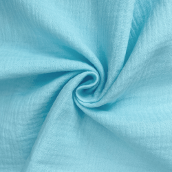 Ткань Муслин Жатый, цвет Небесно-голубой (на отрез)  в Новом Уренгое